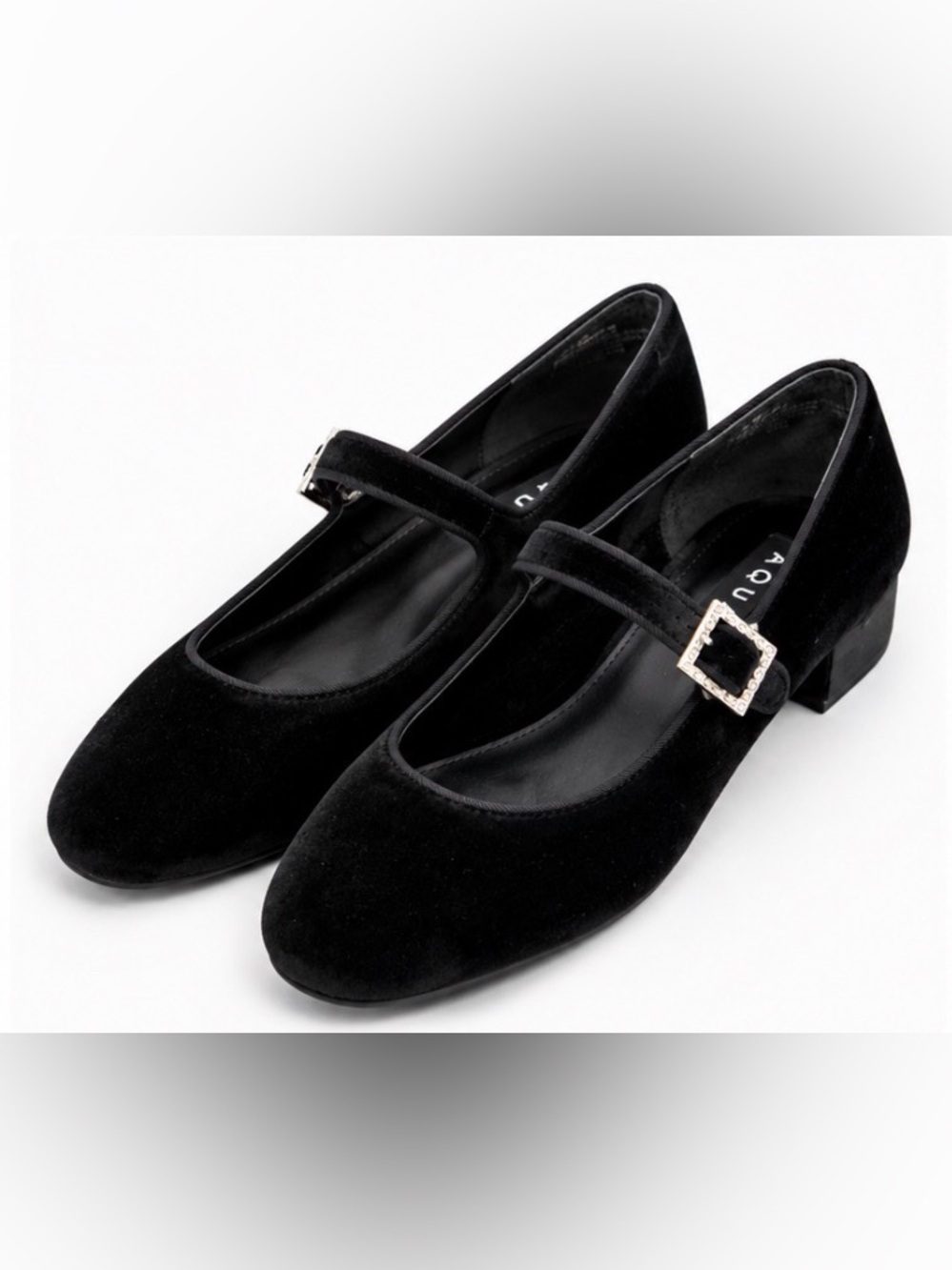 Brand new in box AQUA AQ-LARA black velvet Mary Jane flats in women’s size 7.